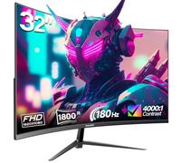 Gawfolk Monitor de Juegos de 32 Pulgadas 1800R Curvo para computadora, monitores de PC de 165 Hz/180 Hz, Pantalla VA para el hogar, Oficina y Dormitorio, Soporte de Pared
