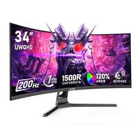 Gawfolk Monitor Gaming Curvo 34 Pulgadas, UWQHD, 3440×1440p, 200Hz | Pantalla ultraancha, curvatura 1500R, 120% sRGB, sinc. adaptativa, altavoces integrados, HDMI2.0/DP1.4, montaje VESA, negro