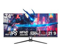 Gawfolk Monitor UltraWide 34 Pulgadas IPS, pantalla PC Gaming 120Hz DFHD (2560 × 1080 P), pantalla de ordenador sin marco 21:9 con FreeSync, HDMI, DisplayPort, VESA 75 × 75 mm, Negro