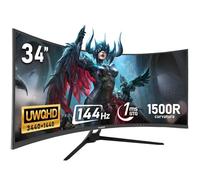 Gawfolk Monitor Ultrawide De 34 Pulgadas 1500R Curvo 144Hz Monitor Para Ordenador De Juego, 21:9 UWQHD (3440x1440),Adaptive Sync,Ángulo de visión 178°,HDMI、Display Port,VESA75×75MM - Negro
