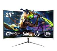 Gawfolk - visualización de computadora de 27 pulgadas, monitores curvados 1800R para juegos de 180 Hz, FHD1080p 1 ms sin bisel, freesync, 98% sRGB, puerto HDMI con vista en ángulo de 178 °, compatible