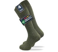 GAWILO 4 pares de calcetines de caza para hombre con suela gruesa de rizo, verde, 39-42