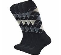 GAWILO - 4 pares de calcetines largos a cuadros para mujer y hombre, calcetines de equitación, suela de felpa, sin costuras Negro Verificado 47-50