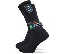 GAWILO - 8 pares de calcetines para hombre de algodón 100%, sin costuras apretadas, cintura cómoda Negro 43-46