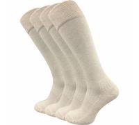 GAWILO Calcetines cálidos para hombre y mujer (4 pares) | Calcetines largos con cintura cómoda | ideales también como calcetines de equitación con suela acolchada, beige, 35-38