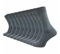 GAWILO Calcetines de 100% algodón (10 pares) | sin costuras apretadas, con cintura cómoda y apta para las venas | Calcetines de algodón para hombre y mujer, gris oscuro, 35-38