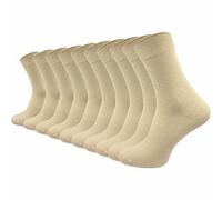 GAWILO Calcetines de algodón 100% (10 pares) | Sin costuras apretadas, con cintura cómoda que favorece las venas | Calcetines de algodón para hombre y mujer, beige, 43-46