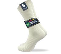 GAWILO Calcetines de algodón natural de 100% algodón (8 pares) | Calcetines para hombre sin costuras apretadas y punto fino (1:1 costilla), naturaleza, 39-42