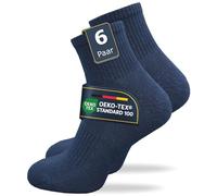 GAWILO Calcetines de tenis para mujer (6 pares) | Calcetines deportivos de 80% algodón con una suela acolchada | sin costuras apretadas sobre los dedos de los pies, azul, 35-38