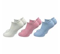 GAWILO Calcetines de yoga y pilates para mujer (3 pares) | Stopper Socks | sin costura en los dedos | con puntos antideslizantes, Color 3 - tonos pastel, 39-42