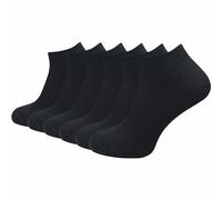 GAWILO Calcetines deportivos para hombre de 100% algodón puro (6 pares | 10 pares) | calcetines cortos y delgados | sin costuras apretadas sobre los dedos de los pies, Negro | 6 Pares, 43-46