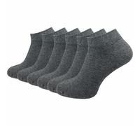 GAWILO Calcetines deportivos para hombre de 100% algodón puro (6 pares | 10 pares) | calcetines cortos y delgados | sin costuras apretadas sobre los dedos de los pies, Gris | 6 Pares, 39-42