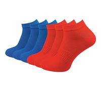 GAWILO Calcetines deportivos sin costura (6 pares) | Calcetines cortos para hombre y mujer | gracias a la acanalada no se desliza ni se arruga, rojo | azul real, 43-46