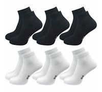GAWILO Calcetines deportivos sin costura (6 pares) | Calcetines cortos para hombre y mujer | gracias a la acanalada no se desliza ni se arruga, negro y blanco, 43-46