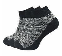 GAWILO Calcetines gruesos y cálidos para mujer (3 pares) | calcetines cortos de lana con aspecto noruego | ideales también como calcetines de cama en invierno, Negro , 39-42