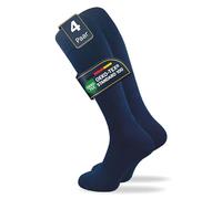 GAWILO Calcetines hasta la rodilla para mujer de 80% algodón (4 pares) sin costuras apretadas, calcetines largos con cintura cómoda, totalmente opacos, azul, 39-42