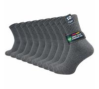 GAWILO Calcetines para el ejército y la caza para hombre y mujer (10 pares) | Calcetines de trabajo con pie de rizo reforzado | Calcetines de ocio con cintura cómoda, gris, 43-46