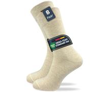 GAWILO Calcetines para hombre de 100% algodón (8 pares) | Sin costuras apretadas | Calcetines de algodón con talón y punta reforzados, beige, 39-42