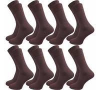 GAWILO Calcetines para hombre de 100% algodón (8 pares) | Sin costuras apretadas | Calcetines de algodón con talón y punta reforzados, marrón, 47-50