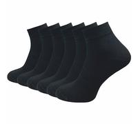 GAWILO Calcetines para hombre hechos de 100% algodón puro (6 pares | 10 pares) | calcetines cortos y delgados | sin costuras apretadas sobre los dedos de los pies, Negro | 6 Pares, 43-46