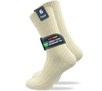 GAWILO Calcetines para hombre y mujer hechos de 100% algodón puro (6 pares) | calcetines gruesos con puño cómodo | reforzados y transpirables, naturaleza, 43-46