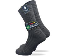 GAWILO Calcetines para hombre y mujer hechos de 100% algodón puro (6 pares) | medias gruesas con cintura cómoda | reforzadas y transpirables, gris oscuro, 43-46