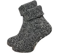 GAWILO Calcetines para mujer (1 o 4 pares) | Calcetines antideslizantes | Calcetines suaves, cómodos y cálidos con botones, gris, 39/42 EU