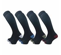 GAWILO Medias de compresión para hombre y mujer (4 pares) | Calcetines de apoyo | Calcetines de viaje y vuelo de algodón transpirable, Negro +, 43-46