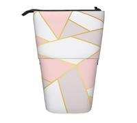 gawuoab Estuche para lápices telescópico geométrico Rosa y Gris con Base Vertical