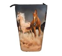 gawuoab Estuche telescópico con Estampado de Caballos Marrones galopando en el Desierto.