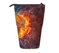 gawuoab Estuche telescópico con Forma de Bolsa para lápices, diseño de Llamas de Baloncesto y Gotas de Agua