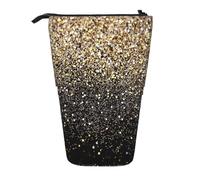 gawuoab Estuche telescópico con Soporte para lápices, con Purpurina Dorada, Puntos Negros y Dorados