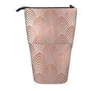gawuoab Estuche telescópico con Soporte para lápices, diseño Art déco, con Escamas de Conchas Marinas, Color Rosa, Gris Cobre