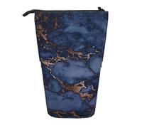 gawuoab Estuche telescópico con Soporte para lápices, diseño de mármol Azul Marino y Cobre Falso