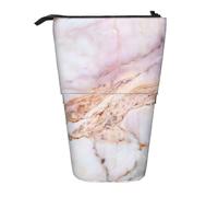 gawuoab Estuche telescópico para lápices con Base de mármol Blanco y Dorado, de mármol Rosa