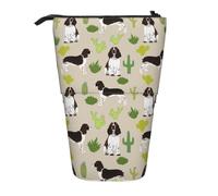gawuoab Estuche telescópico para lápices con Base de pie, diseño de Perro Springer Spaniel inglés, con diseño de Cactus
