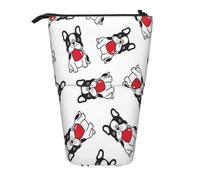 gawuoab Estuche telescópico para lápices con diseño de Bulldog francés y corazón de Dibujos Animados de San Valentín