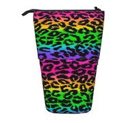 gawuoab Estuche telescópico para lápices con Estampado de Leopardo arcoíris