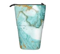 gawuoab Estuche telescópico para lápices con Soporte de mármol Verde Azulado y Dorado