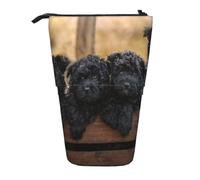 gawuoab Estuche telescópico para lápices con Soporte para lápices, Cachorros de la Familia Affenpinscher, Perros Negros, Mono