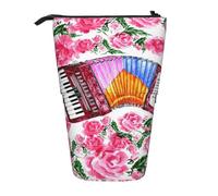 gawuoab Estuche telescópico para lápices con Soporte para lápices de pie con diseño de Flor de acordeón de Acuarela y Rosa