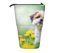 gawuoab Estuche telescópico para lápices con Soporte para lápices de pie, diseño de Perritos pequeños y Lindos de Shih Tzu, Ideal para Mascotas.