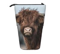 gawuoab Estuche telescópico para lápices con Soporte para lápices de Vaca de Las Tierras Altas, Fauna Escocesa