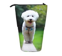 gawuoab Estuche telescópico para lápices con Soporte para lápices, diseño de Perro Bichón Frisé Bokeh, Color Blanco