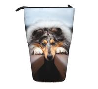 gawuoab Estuche telescópico para lápices con Soporte para lápices, diseño de Perros de ferrocarril, Color Bokeh, de Collie de Pelo Largo