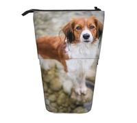 gawuoab Estuche telescópico para lápices con Soporte para lápices, diseño de Perros en el río, Color marrón y Blanco