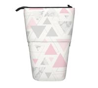 gawuoab Estuche telescópico para lápices con Soporte para lápices, diseño geométrico Triangular, Color Rosa, Gris y Plateado