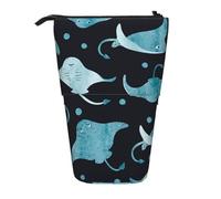 gawuoab Estuche telescópico para lápices con Soporte para lápices Manta Ray and Fish