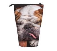 gawuoab Estuche telescópico para lápices con Soporte para Perros, con bozal para Bulldog inglés, Ideal para Perros Que Duermen.