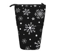gawuoab Estuche telescópico para lápices de pie con diseño de Copos de Nieve navideños de Invierno en Negro